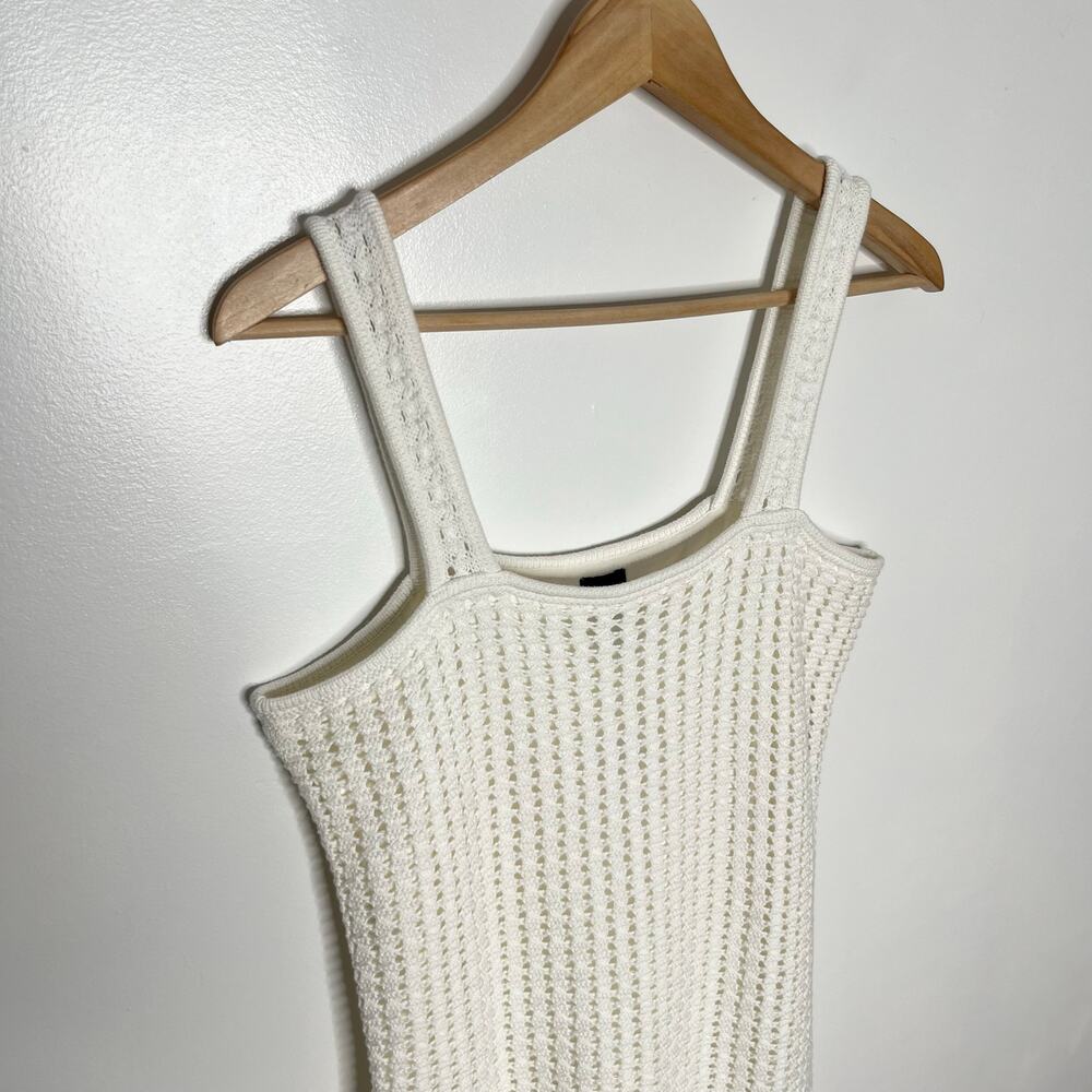 Gap Sleeveless Crochet Mini Dress Womens SP White Square Neck Cotton Minimalist - Picture 5 of 12